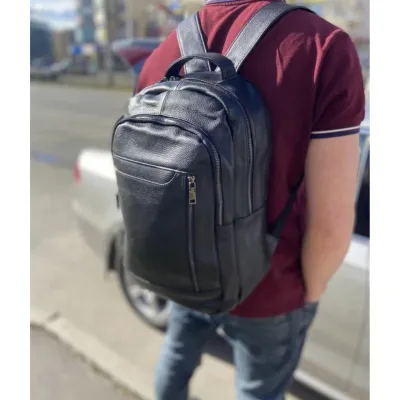 Міський рюкзак шкіряний Tiding Bag B2-03555A чорний - 6 - Robinzon.ua