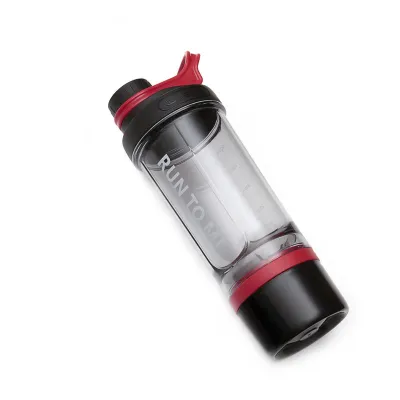 Шейкер спортивний з контейнером Casno 600 мл KXN-1199 з вінчиком Сірий/Червоний - 4 - Robinzon.ua