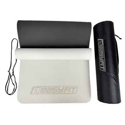 Килимок для йоги та фітнеса EasyFit TPE+TC 6мм двошаровий + Чохол сірий з чорним - 1 Килимок для йоги та фітнеса EasyFit TPE+TC 6мм двошаровий + Чохол сірий з чорним - 1 - Robinzon.ua