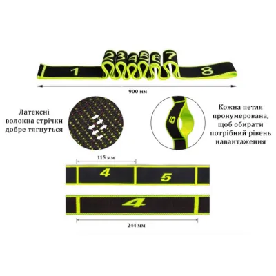 Еспандер стрічка EasyFit з петлями для тренувань зелений - 1 - Robinzon.ua