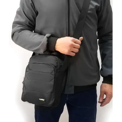 Чоловіча сумка на плече Lanpad чорна - 2 - Robinzon.ua