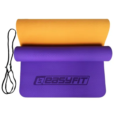 Коврик для йоги и фитнеса EasyFit TPE+TC 6 мм двухслойный фиолетовый-оранжевый - 1 Коврик для йоги и фитнеса EasyFit TPE+TC 6 мм двухслойный фиолетовый-оранжевый - 1 - Robinzon.ua