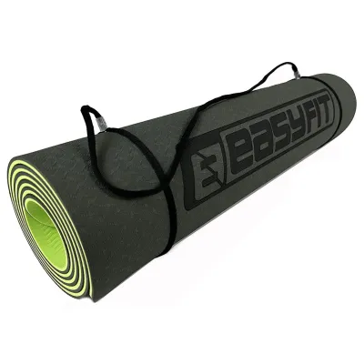 Коврик для йоги и фитнеса EasyFit TPE+TC 6 мм двухслойный черный-зеленый - 2 - Robinzon.ua
