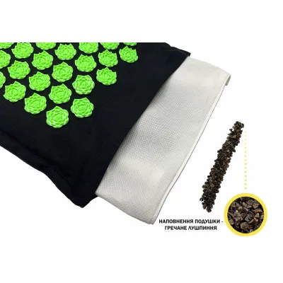 Массажный коврик EasyFit AcuRelax с иголками (аппликатор Кузнецова) черно-зеленый - 4 - Robinzon.ua