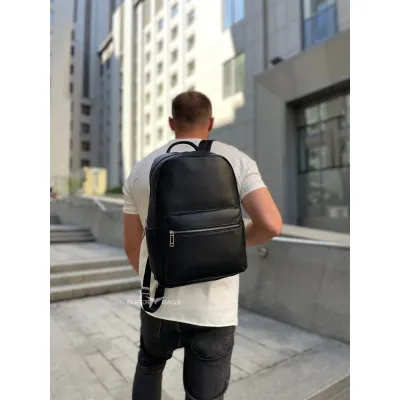 Мужской кожаный рюкзак городской для ноутбука и документов черный Tiding Bag 81809 - 1 - Robinzon.ua
