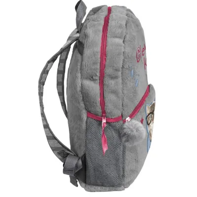 Плюшевий дитячий рюкзак для дівчинки 10L Paso сірий - 1 Плюшевий дитячий рюкзак для дівчинки 10L Paso сірий - 1 - Robinzon.ua