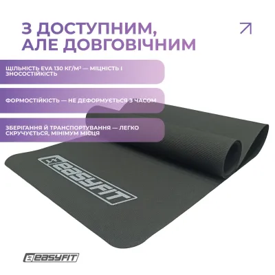 Килимок для фітнесу EasyFit EVA 3 мм (чорний) - 2 Килимок для фітнесу EasyFit EVA 3 мм (чорний) - 2 - Robinzon.ua