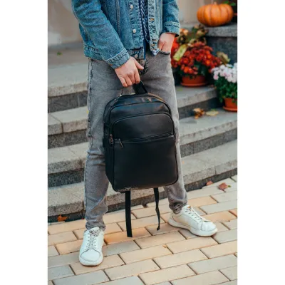 Чоловічий шкіряний рюкзак для поїздок і прогулянок Tiding Bag B72-57357 чорний - 4 - Robinzon.ua