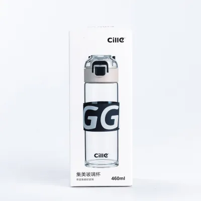 Пляшка для води 460 (мл) скляна прозора з пластиковою кришкою 22 (см) спортивна Рожевий - 3 - Robinzon.ua