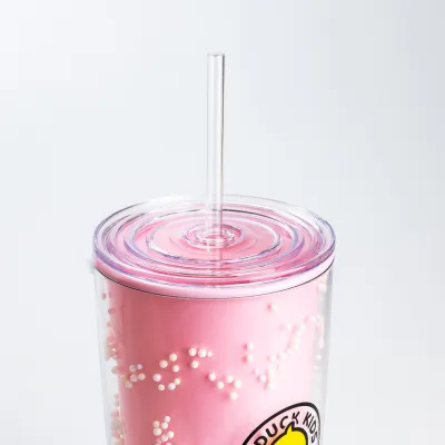Багаторазовий стакан з трубочкою та кришкою 750 мл пластиковий Рожевий - 2 - Robinzon.ua