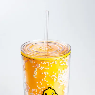 Багаторазовий стакан з трубочкою та кришкою 750 мл пластиковий Жовтий - 1 - Robinzon.ua