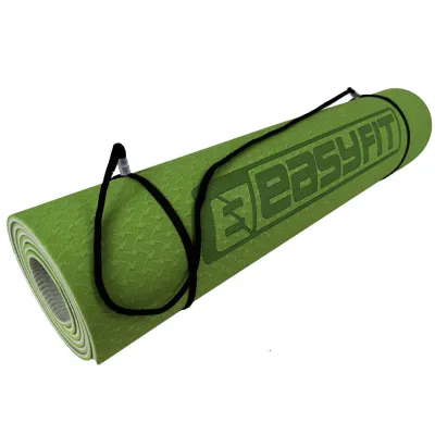 Килимок для йоги та фітнесу EasyFit TPE+TC 6мм двошаровий зелений-сірий - 2 - Robinzon.ua