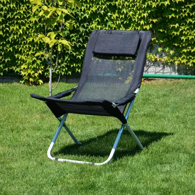 Шезлонг "Горизонт" d25 мм (Текстилен, Чорний) - 3 - Robinzon.ua