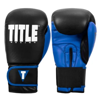 Боксерские перчатки TITLE Boxing Dynamic Strike Black/Blue 12 oz - 1 - Robinzon.ua