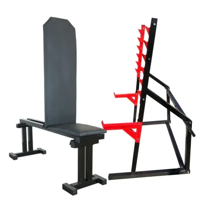 Лавка для жиму регульована 40 на 40 мм + Стійки для присідання під штангу 50 на 50 мм - 1 Лавка для жиму регульована 40 на 40 мм + Стійки для присідання під штангу 50 на 50 мм - 1 - Robinzon.ua