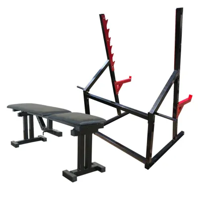 Лавка для жиму регульована 40 на 40 мм + Стійки для присідання під штангу 50 на 50 мм - 2 Лавка для жиму регульована 40 на 40 мм + Стійки для присідання під штангу 50 на 50 мм - 2 - Robinzon.ua