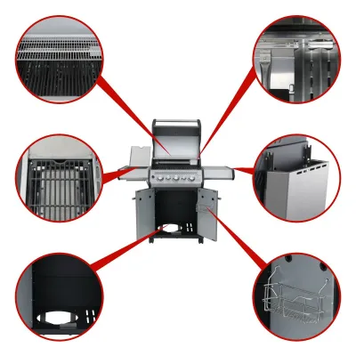 Газовий гриль SANTOS S-318, з бічним і заднім пальниками, нержавіюча сталь 900280 - 3 Газовий гриль SANTOS S-318, з бічним і заднім пальниками, нержавіюча сталь 900280 - 3 - Robinzon.ua