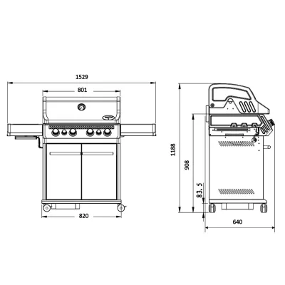 Газовый гриль SANTOS S-418 Black, с боковыми и задними горелками, черный 900297. - 1 - Robinzon.ua