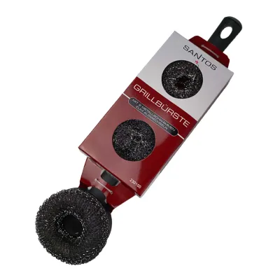 Кругла щітка з металевою губкою для гриля SANTOS, 2 змінні головки в комплекті 230100 - 2 - Robinzon.ua