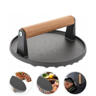 Прес для м'яса чавунний з дерев'яною ручкою 1,5 кг &Oslash;20 см GRILLI 777185 - 2 - Robinzon.ua