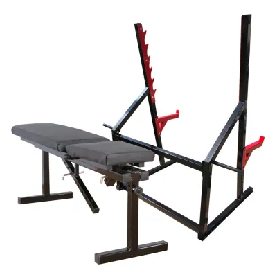 Лавка для жиму регульована 40 на 40 мм + Стійки для присідання під штангу 50 на 50 мм - 2 Лавка для жиму регульована 40 на 40 мм + Стійки для присідання під штангу 50 на 50 мм - 2 - Robinzon.ua