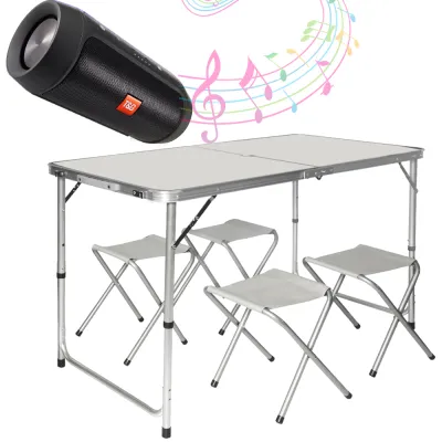 Розкладний туристичний стіл Easy Campi для пікніка зі стільцями складаний стіл та 4 стільці Білий+Bluetooth колонка Е2 - 1 Розкладний туристичний стіл Easy Campi для пікніка зі стільцями складаний стіл та 4 стільці Білий+Bluetooth колонка Е2 - 1 - Robinzon.ua