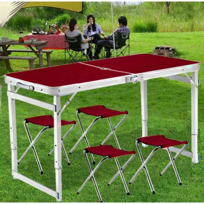 Розкладний туристичний стіл Easy Campi для пікніка зі стільцями у валізі посилений складний та 4 стільці Коричневий + Bluetooth колонка Tamp;G Е2 Чорна - 3 - Robinzon.ua