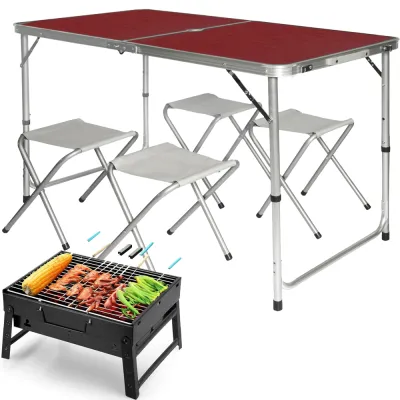 Розкладний туристичний стіл для пікніка зі стільцями складаний стіл та 4 стільці Easy Campi Коричневий+Bluetooth колонка Е2 - 3 Розкладний туристичний стіл для пікніка зі стільцями складаний стіл та 4 стільці Easy Campi Коричневий+Bluetooth колонка Е2 - 3 - Robinzon.ua