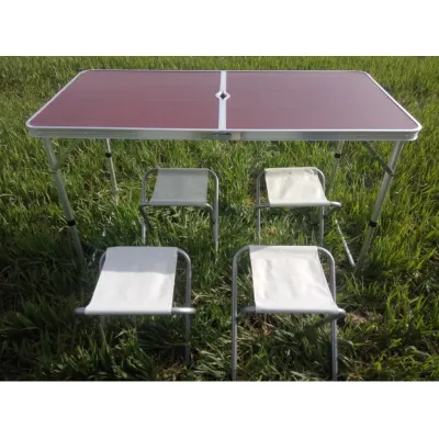 Розкладний туристичний стіл для пікніка зі стільцями складаний стіл та 4 стільці Easy Campi Коричневий+Bluetooth колонка Е2 - 4 Розкладний туристичний стіл для пікніка зі стільцями складаний стіл та 4 стільці Easy Campi Коричневий+Bluetooth колонка Е2 - 4 - Robinzon.ua