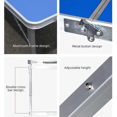 Раскладной туристический стол Easy Campi для пикника со стульями в чемодане Синий + Складной фонарь для кемпинга - 8 - Robinzon.ua