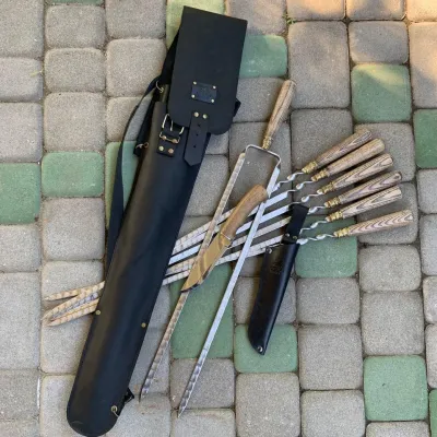 Набор шампуров Gorillas BBQ КАЛЧАН ЧИНГИЗХАН в кожаном чехле - 7 Набор шампуров Gorillas BBQ КАЛЧАН ЧИНГИЗХАН в кожаном чехле - 7 - Robinzon.ua