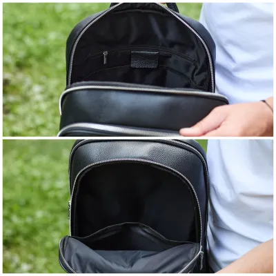 Кожаный мужской рюкзак классический черный из натуральной кожи качественный Tiding Bag 45239 - 1 - Robinzon.ua