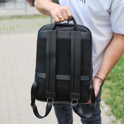 Кожаный мужской рюкзак классический черный из натуральной кожи качественный Tiding Bag 45239 - 3 - Robinzon.ua