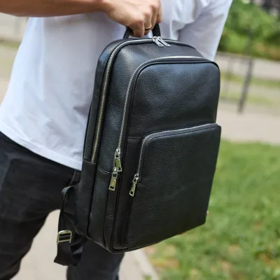 Кожаный мужской рюкзак классический черный из натуральной кожи качественный Tiding Bag 45239 - 5 - Robinzon.ua