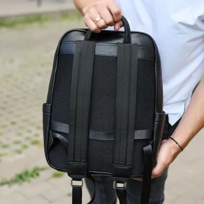 Кожаный мужской рюкзак классический черный из натуральной кожи качественный Tiding Bag 78672 - 3 - Robinzon.ua