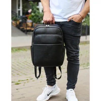 Кожаный мужской рюкзак классический черный из натуральной кожи качественный Tiding Bag 78672 - 6 - Robinzon.ua