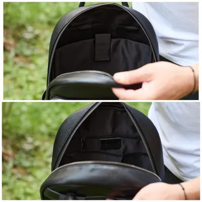 Кожаный мужской рюкзак классический черный из натуральной кожи качественный Tiding Bag 68932 - 2 - Robinzon.ua