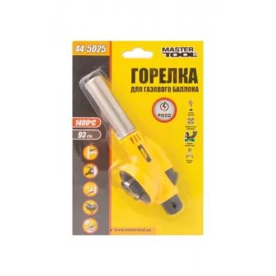 Горелка для газового баллона MASTERTOOL "Гефест" с пьезоподжигом Ø20 мм керамическая защита 1300°С 44-5025 - 1 - Robinzon.ua