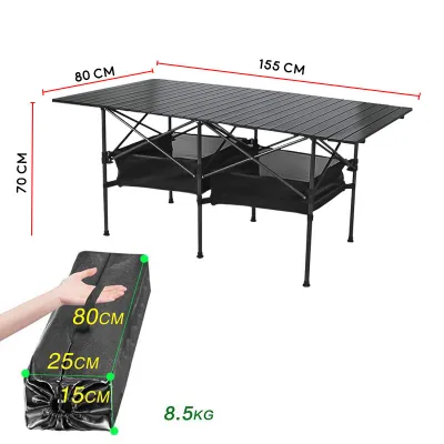 Стіл складаний Lesko S5421 с карманом Чорний (9852-41365) - 1 - Robinzon.ua