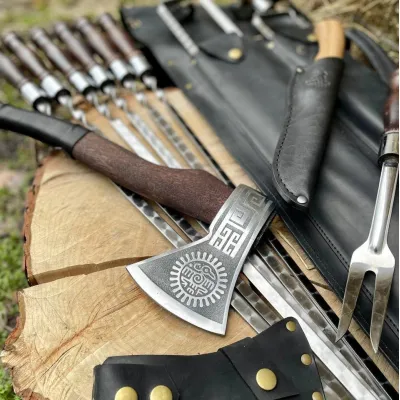 Набор шампуров Gorillas BBQ ЧЕРОКИ в кожаном чехле - 5 Набор шампуров Gorillas BBQ ЧЕРОКИ в кожаном чехле - 5 - Robinzon.ua