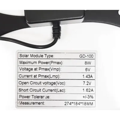 Солнечное зарядное устройство GDSuper GD-100 6V 8W Black (3_03092) - 3 Солнечное зарядное устройство GDSuper GD-100 6V 8W Black (3_03092) - 3 - Robinzon.ua