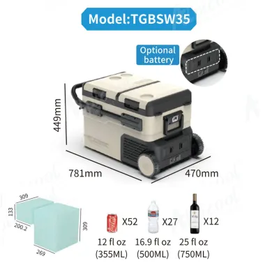 Компрессорный автохолодильник Alpicool TGBSW35 (LG). 38 литров. Двухкамерный. До -20℃. (12, 24, 220 вольт) - 5 - Robinzon.ua