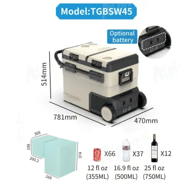 Компрессорный автохолодильник Alpicool TGBSW45 (LG). 47 литров. Двухкамерный. До -20℃. (12, 24, 220 вольт) - 5 - Robinzon.ua