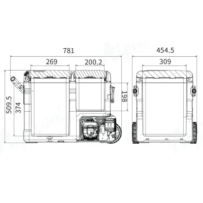 Компрессорный автохолодильник Alpicool TGBSW45 (LG). 47 литров. Двухкамерный. До -20℃. (12, 24, 220 вольт) - 6 - Robinzon.ua