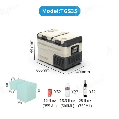 Компрессорный автохолодильник Alpicool TGS35 (38 литров). Двухкамерный. До -20℃, (12, 24, 220 вольт) - 5 - Robinzon.ua