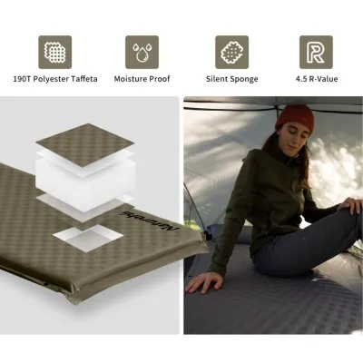 Килимок самонадувний одномісний з подушкою Naturehike CNK2300DZ014, 60мм, темно-зелений - 3 - Robinzon.ua