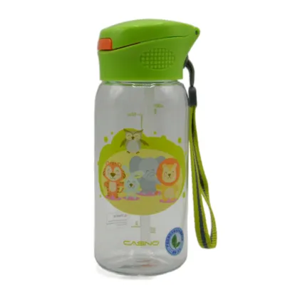 Пляшка для води CASNO 400 мл KXN-1195 Зелена (Малята-звірята) з соломинкою - 2 - Robinzon.ua