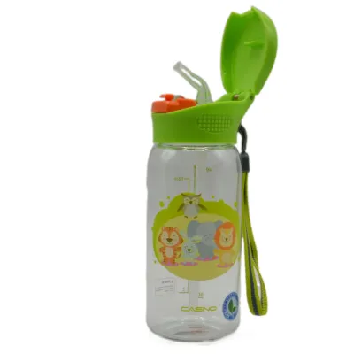 Пляшка для води CASNO 400 мл KXN-1195 Зелена (Малята-звірята) з соломинкою - 4 - Robinzon.ua