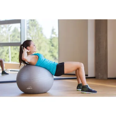 М'яч для фітнесу (фітбол) PowerPlay 4001 &Oslash;65 cm Gymball Сірий + насос - 5 - Robinzon.ua