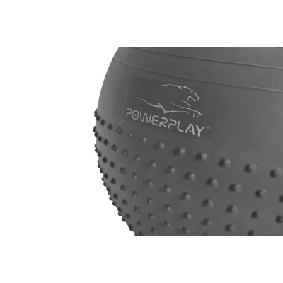 М'яч для фітнесу (фітбол) напівмасажний PowerPlay 4003 &Oslash;65 cm Gymball Сірий + помпа - 2 - Robinzon.ua